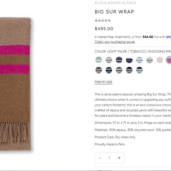 NEW alicia adams alpaca Big Sur Wrap Throw Blanket RETAIL $495 - Picture 16 of 16